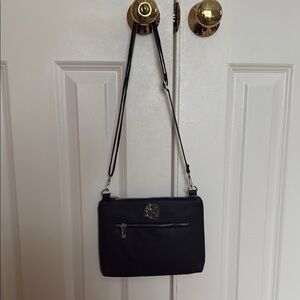 NWT Stylish Black Leather Crossbody Bag with Quilted Design